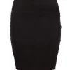 Black Ribbed Bodycon Skirt