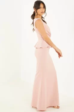 Nude Wrap Peplum Maxi Dress 9 Nude Wrap Peplum Maxi Dress -Women Clothing Sale 00100018179 XS scaled