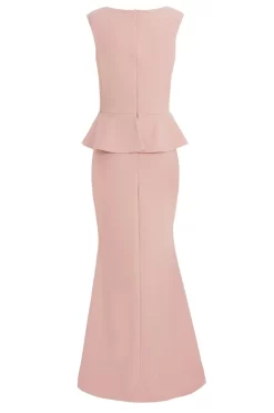 Nude Wrap Peplum Maxi Dress 10 Nude Wrap Peplum Maxi Dress -Women Clothing Sale 00100018179 ZB