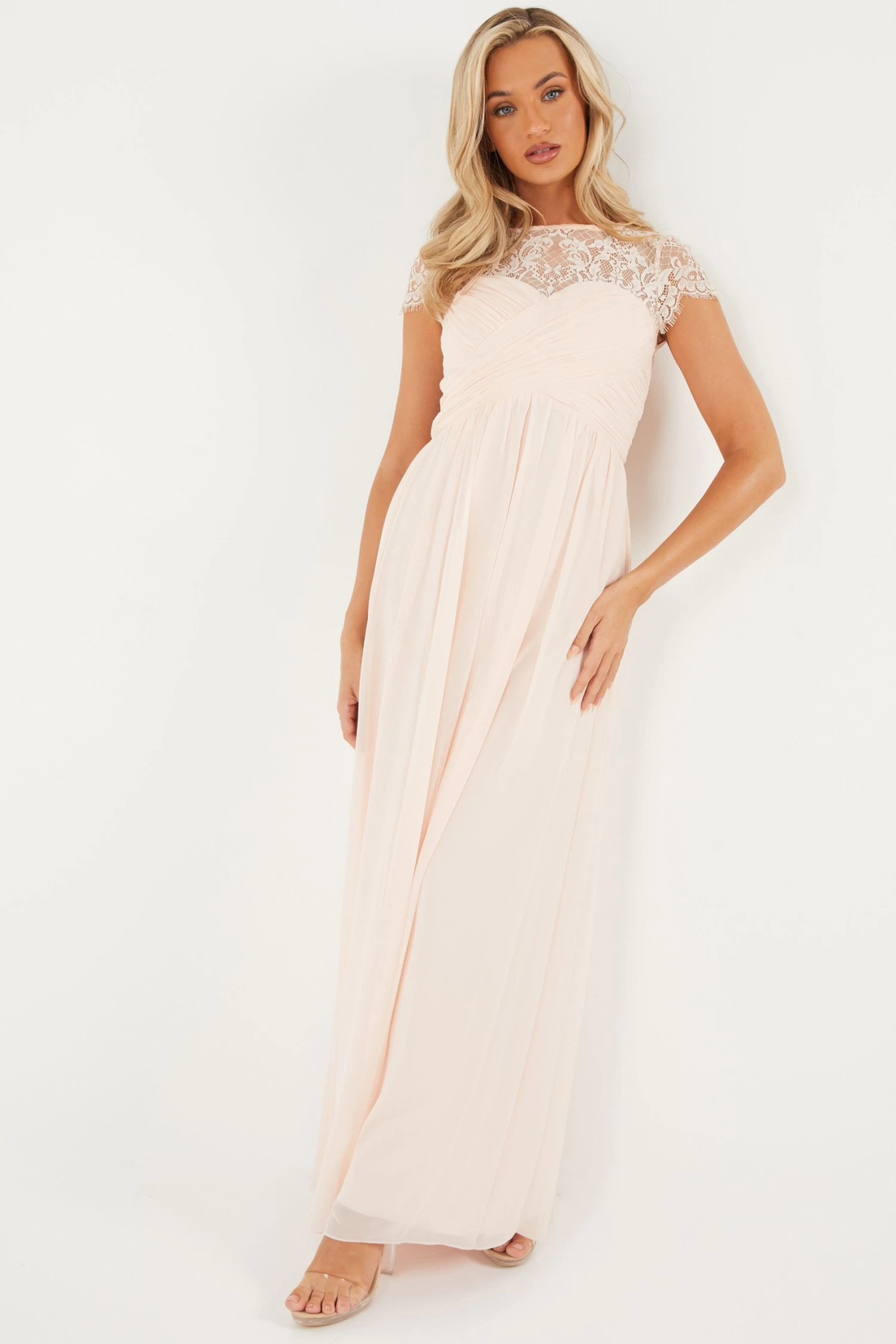 Nude Lace Sweetheart Maxi Dress 2 Nude Lace Sweetheart Maxi Dress - Image 2