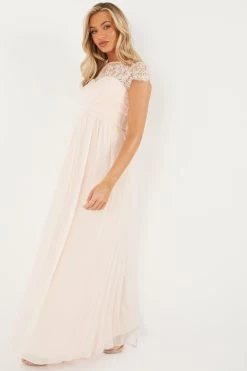 Nude Lace Sweetheart Maxi Dress 8 Nude Lace Sweetheart Maxi Dress -Women Clothing Sale 00100023121 XS