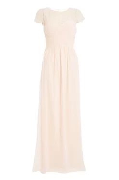 Nude Lace Sweetheart Maxi Dress