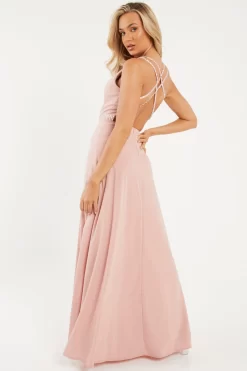Pink Embellished Cross Back Maxi 8 Pink Embellished Cross Back Maxi -Women Clothing Sale 00100023549 XB scaled