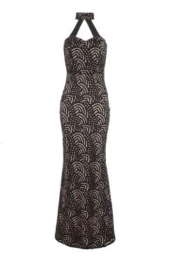 Black Lace Fishtail Maxi Dress