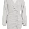 Silver Ruched Bodycon Dress