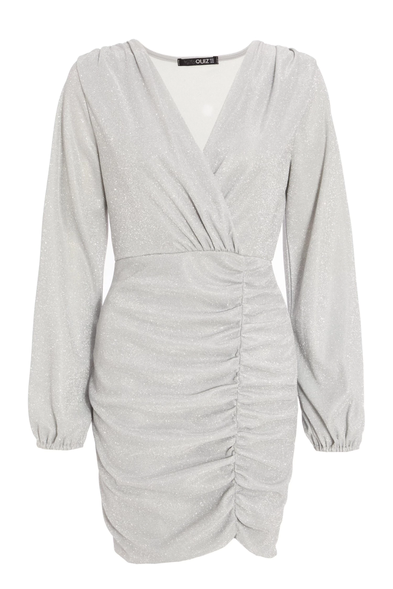 Silver Ruched Bodycon Dress 1 Silver Ruched Bodycon Dress