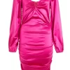 Pink Satin Bodycon Dress