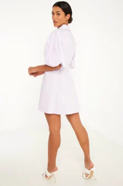 Lilac Puff Sleeve Shirt Dress 8 Lilac Puff Sleeve Shirt Dress -Women Clothing Sale 00100029340 XB scaled