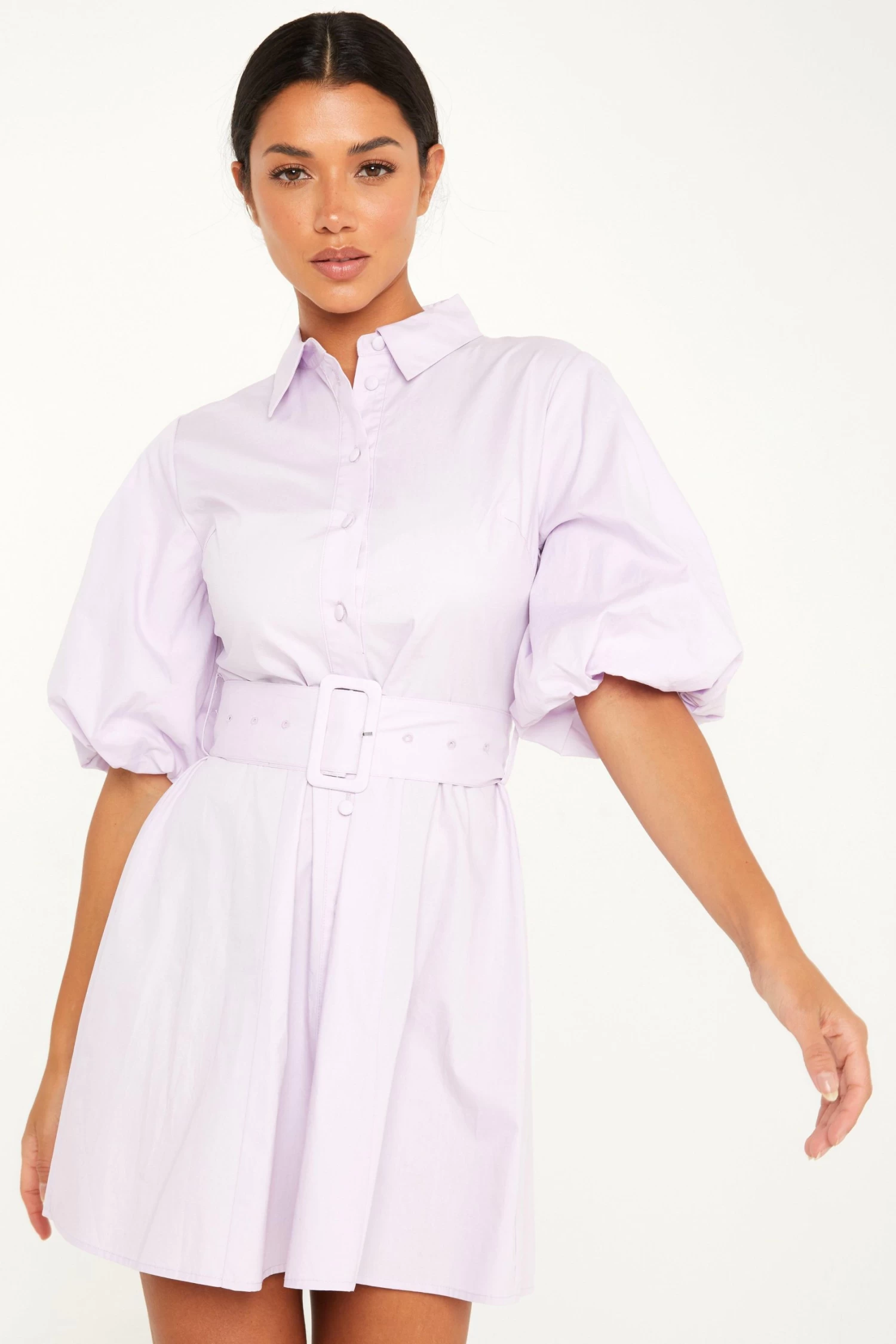 Lilac Puff Sleeve Shirt Dress 2 Lilac Puff Sleeve Shirt Dress - Image 2
