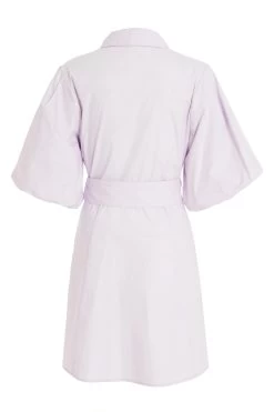 Lilac Puff Sleeve Shirt Dress 10 Lilac Puff Sleeve Shirt Dress -Women Clothing Sale 00100029340 ZB