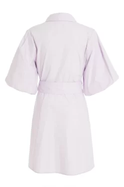 Lilac Puff Sleeve Shirt Dress 10 Lilac Puff Sleeve Shirt Dress -Women Clothing Sale 00100029340 ZB scaled