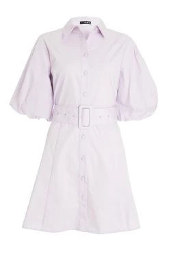 Women Clothing Sale 7 Lilac Puff Sleeve Shirt Dress