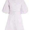 Lilac Puff Sleeve Shirt Dress