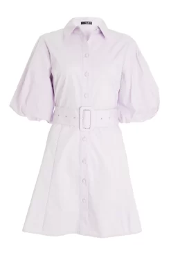Lilac Puff Sleeve Shirt Dress