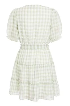 Sage Gingham Wrap Skater Dress 10 Sage Gingham Wrap Skater Dress -Women Clothing Sale 00100029429 ZB