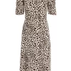 Cream Animal Print Midi Dress
