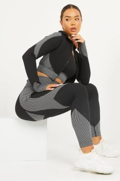 Grey Seamless 3 Piece Gym Set -Women Clothing Sale 00100029839 XS