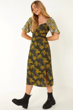 Black Floral Midi Dress 9 Black Floral Midi Dress -Women Clothing Sale 00100030991 XS scaled