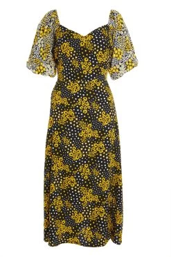 Black Floral Midi Dress