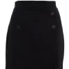Black Button Front Mini Skirt