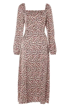 Pink Animal Print Midi Dress
