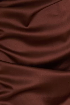 Brown Satin Bardot Bodycon Dress -Women Clothing Sale 00100031765 ZS scaled