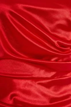 Red Satin One Shoulder Midi Dress 11 Red Satin One Shoulder Midi Dress -Women Clothing Sale 00100032396 ZS