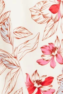 Pink Floral Satin Skater Dress -Women Clothing Sale 00100032766 ZS