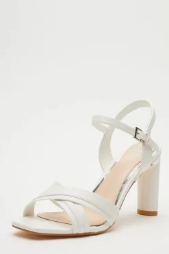 White Cross Strap Heeled Sandals -Women Clothing Sale 00100032919 XB scaled