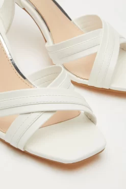 White Cross Strap Heeled Sandals -Women Clothing Sale 00100032919 ZB scaled