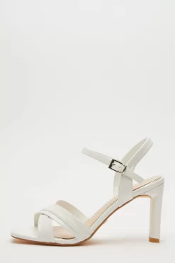 White Cross Strap Heeled Sandals
