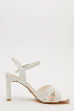 White Cross Strap Heeled Sandals -Women Clothing Sale 00100032919 ZS