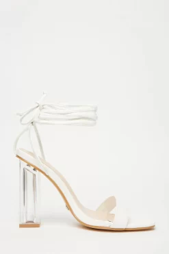 White Clear Ankle Tie Heeled Sandals 11 White Clear Ankle Tie Heeled Sandals -Women Clothing Sale 00100032940 ZS scaled