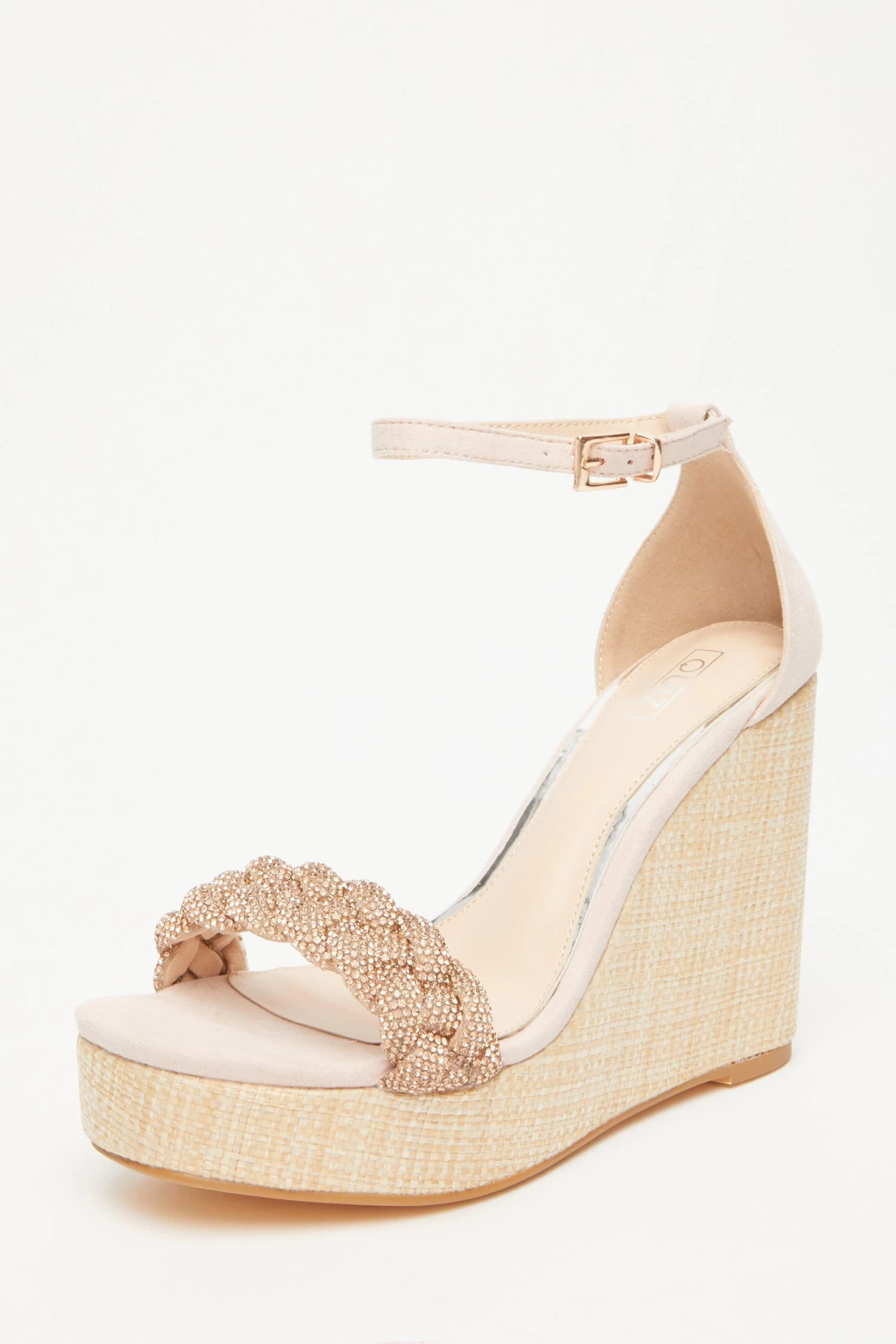 Blush Pink Embellished Pleat Wedges 3 Blush Pink Embellished Pleat Wedges - Image 3