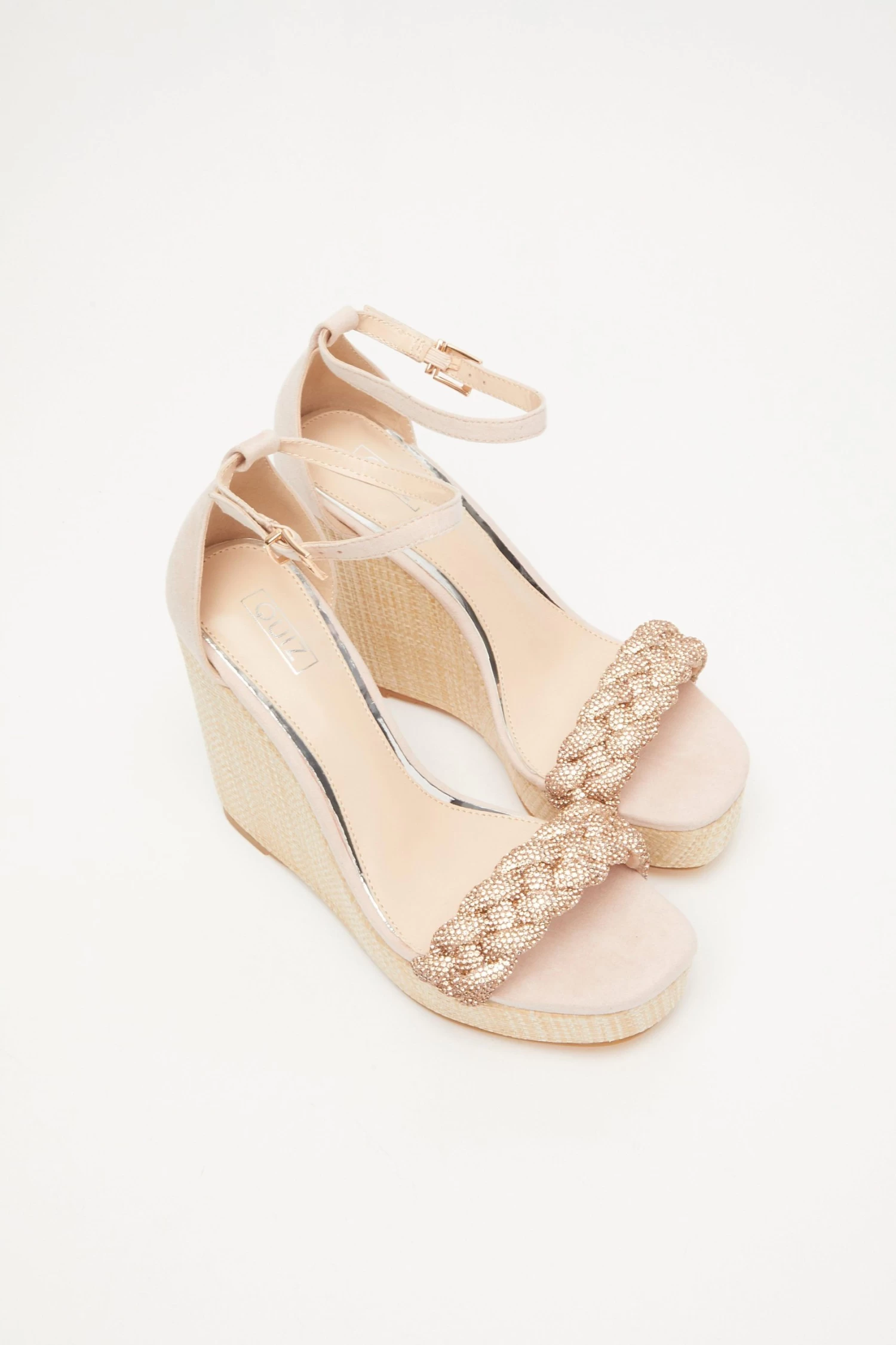 Blush Pink Embellished Pleat Wedges 4 Blush Pink Embellished Pleat Wedges - Image 4