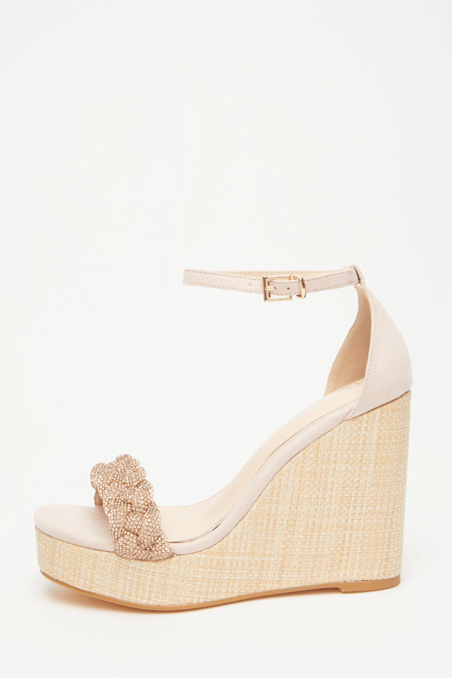 Blush Pink Embellished Pleat Wedges 1 Blush Pink Embellished Pleat Wedges