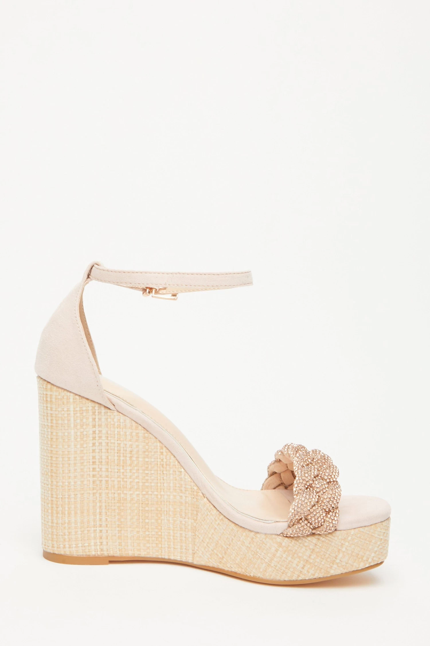 Blush Pink Embellished Pleat Wedges 6 Blush Pink Embellished Pleat Wedges - Image 6