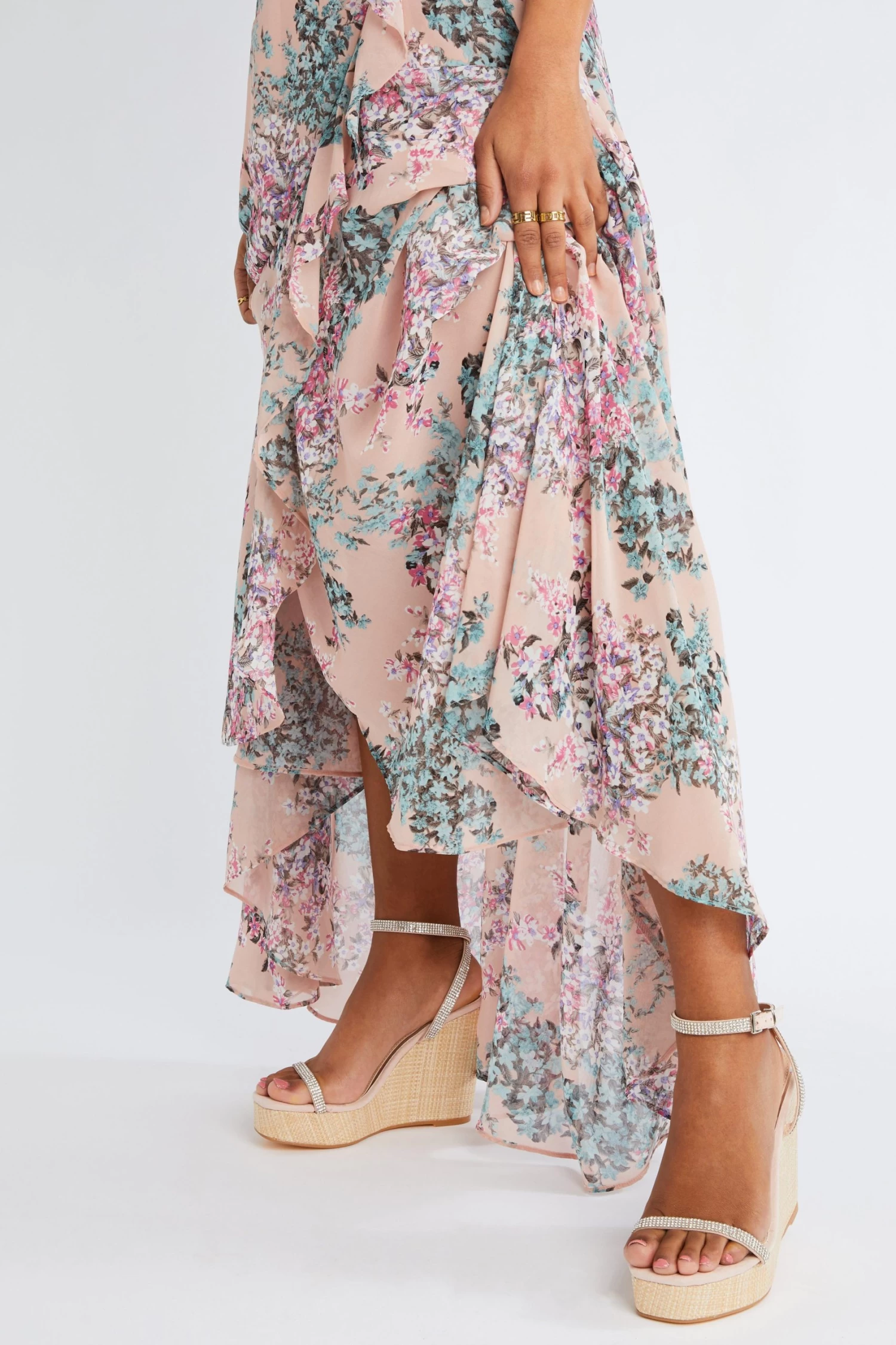 Nude Embellished Strappy Wedges 2 Nude Embellished Strappy Wedges - Image 2