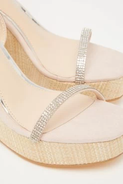 Nude Embellished Strappy Wedges 10 Nude Embellished Strappy Wedges -Women Clothing Sale 00100033261 ZB