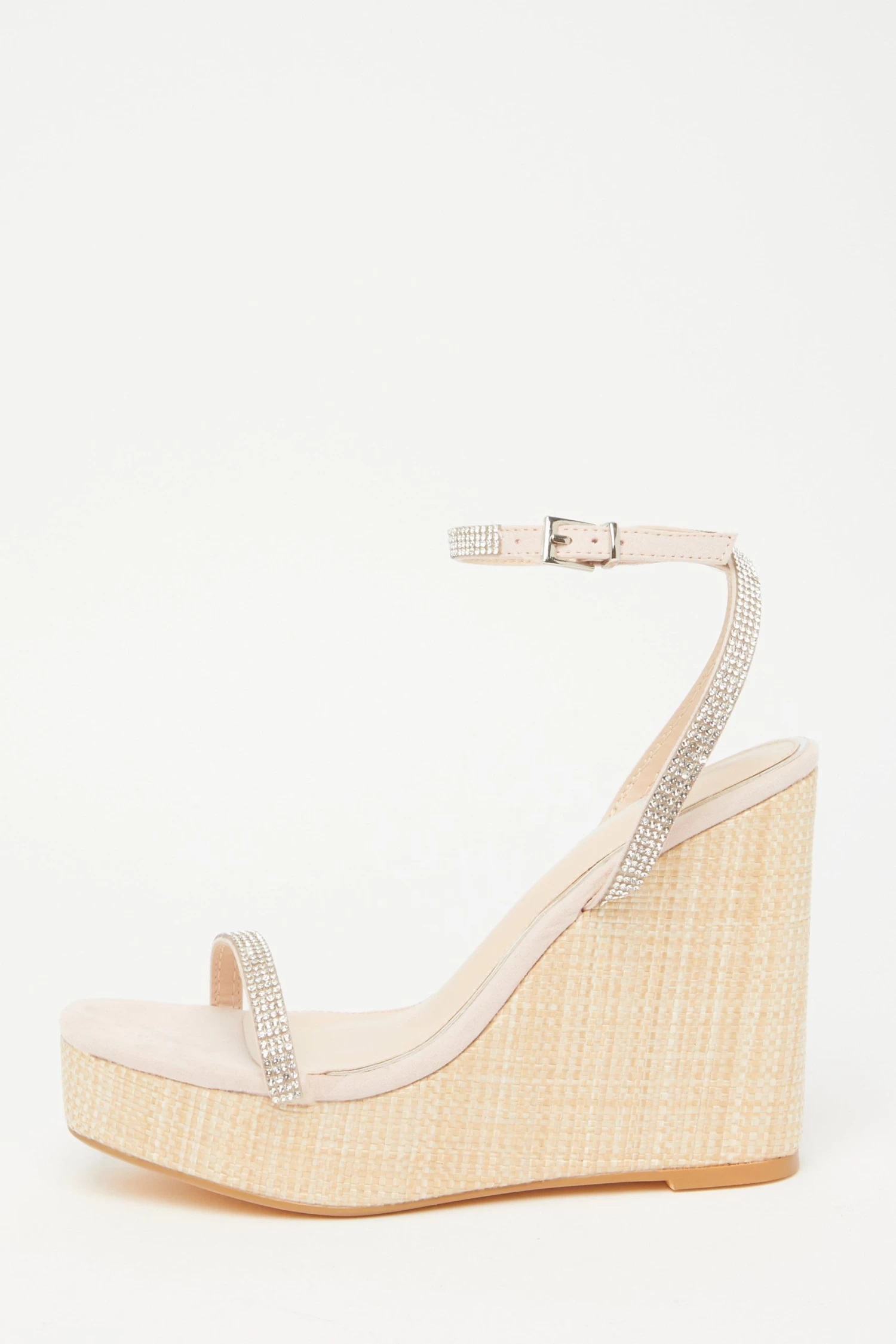 Nude Embellished Strappy Wedges 1 Nude Embellished Strappy Wedges