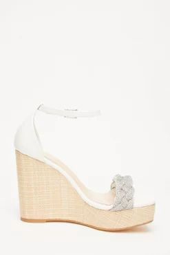 White Embellished Pleat Wedges 11 White Embellished Pleat Wedges -Women Clothing Sale 00100033267 ZS scaled