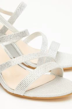 Silver Embellished Strappy Wedges -Women Clothing Sale 00100033290 ZB