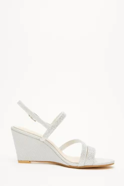 Silver Embellished Strappy Wedges -Women Clothing Sale 00100033290 ZS scaled