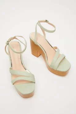 Sage Faux Leather Platform Heeled Sandals -Women Clothing Sale 00100033291 XS scaled