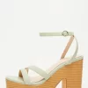 Sage Faux Leather Platform Heeled Sandals