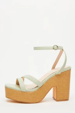 Sage Faux Leather Platform Heeled Sandals