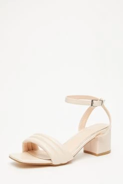 Wide Fit Nude Block Heeled Sandals -Women Clothing Sale 00100033308 XB