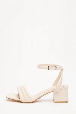 Wide Fit Nude Block Heeled Sandals