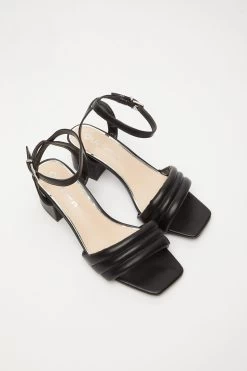 Wide Fit Black Block Heeled Sandals -Women Clothing Sale 00100033310 XS