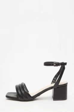 Wide Fit Black Block Heeled Sandals